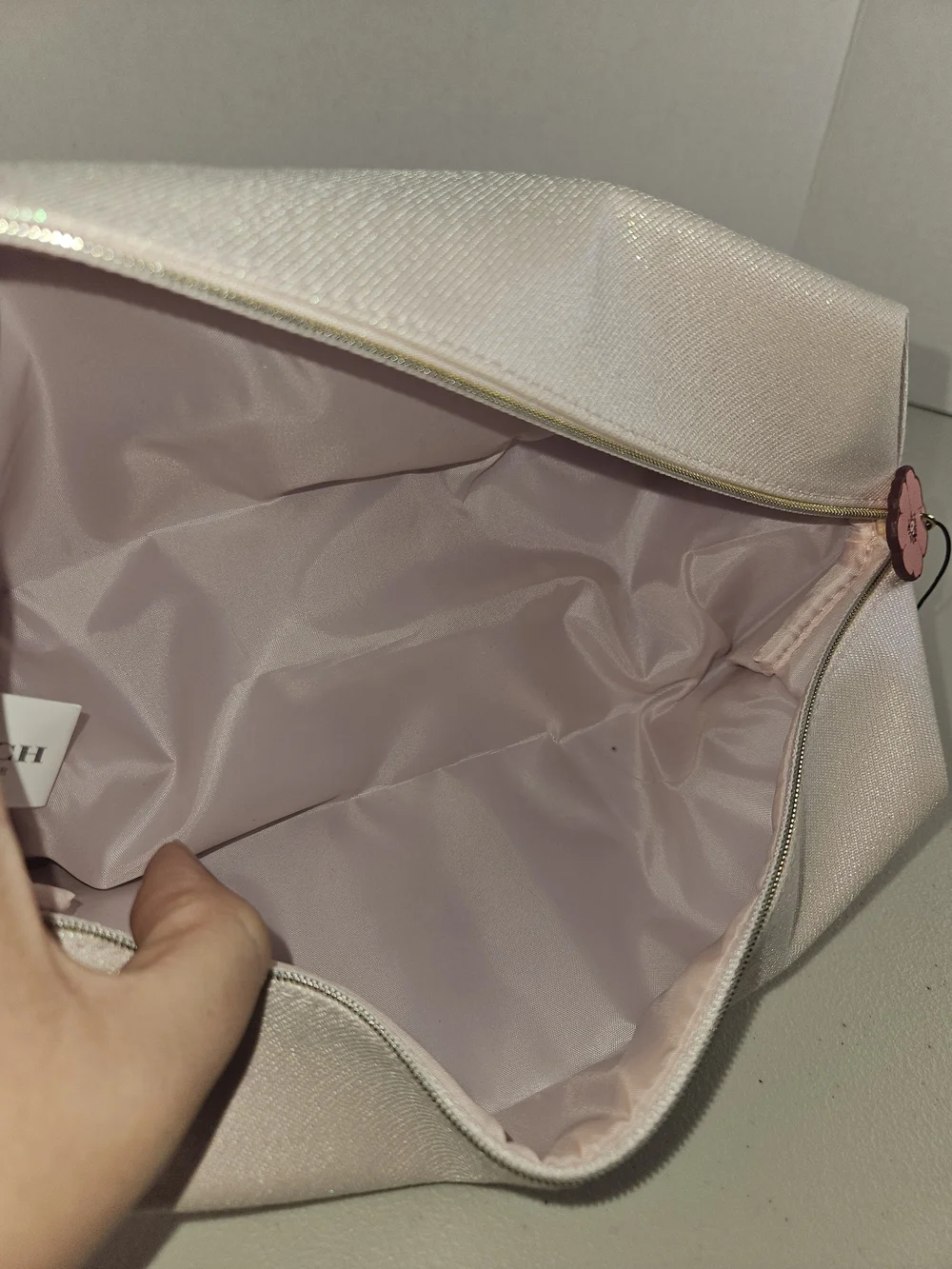 NWT COACH Pink Glitter Travel Pouch - Women's Toiletry Case